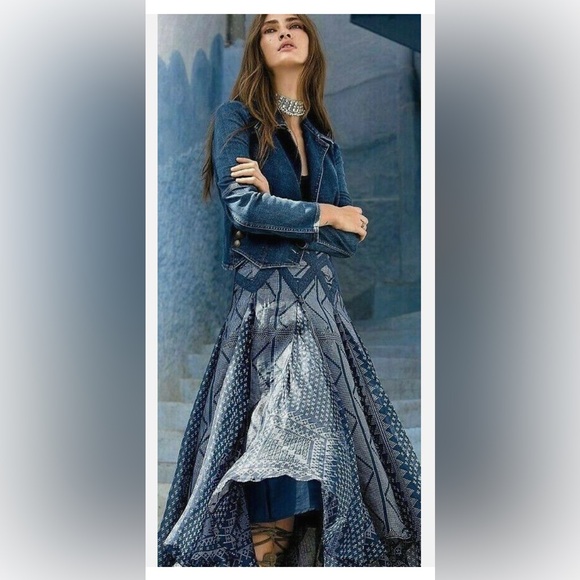 FREE PEOPLE Denim Military Band Jacket - Picture 8 of 8